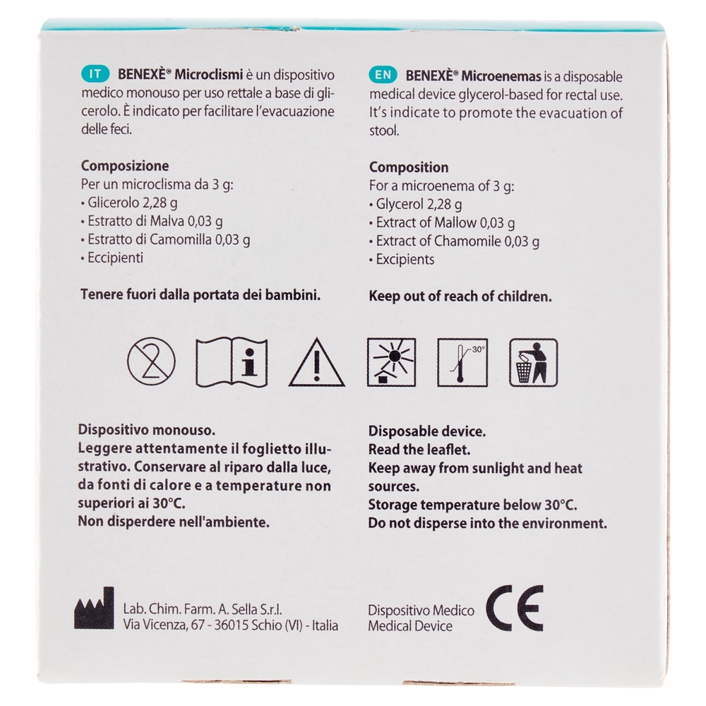 Benexè Intestino Microclismi con Glicerolo, Malva e Camomilla Bambini 6 x 3 g